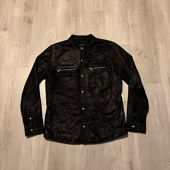 John Varvatos Other - John Varvatos Metallic Black Goat Suede Bomber Racer Jacket Size M $1998